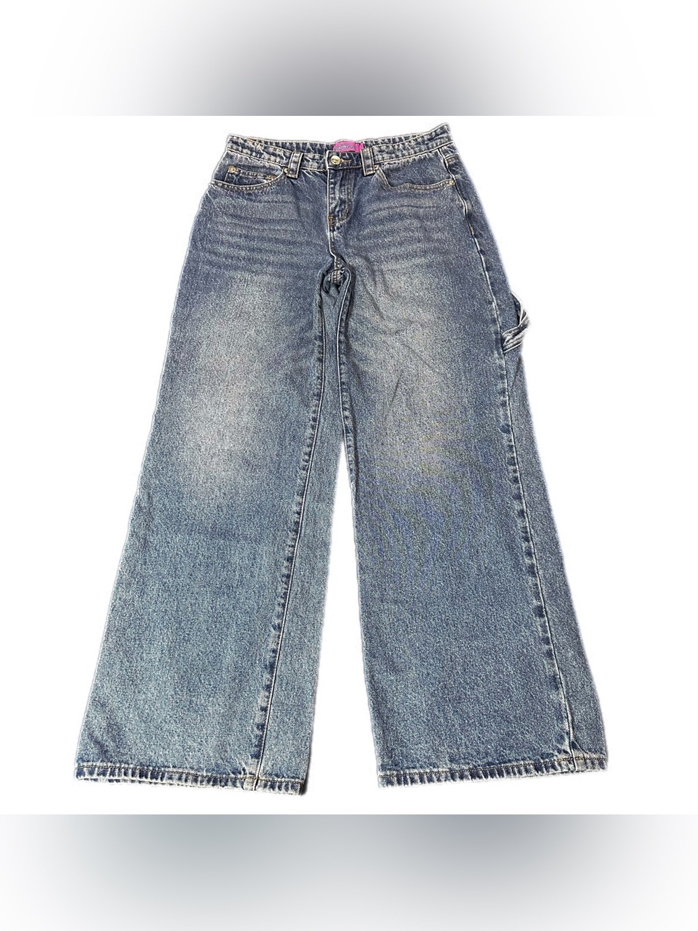 Edikted Wide Leg Carpenter Medium Wash Jeans Size M - Picture 2 of 12